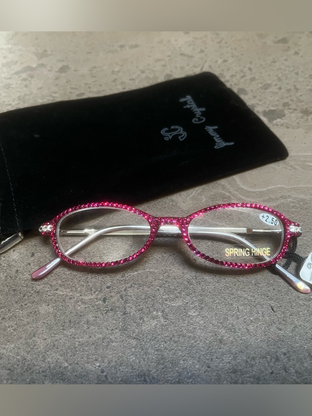 NWT Jimmy Crystal Oval Pink and White Swarovski Crystal Readers +2.50